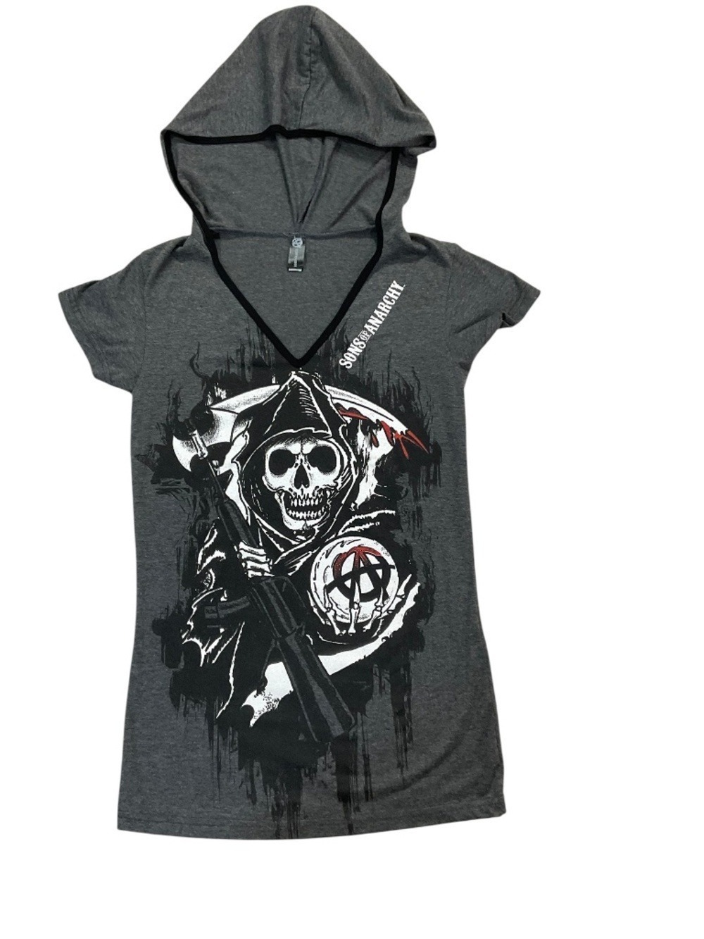Sons of Anarchy Grim Reaper Hooded Graphic T-Shirt Women’s Large